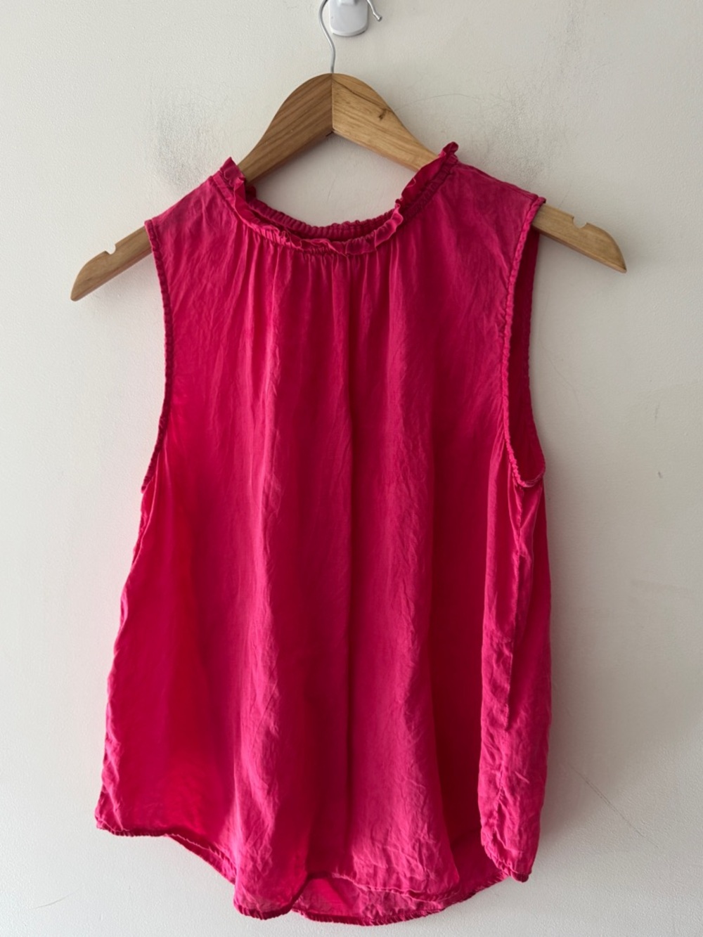 Anthropologie Cloth & Stone Pink Sleeveless High Neck Ruffle Top